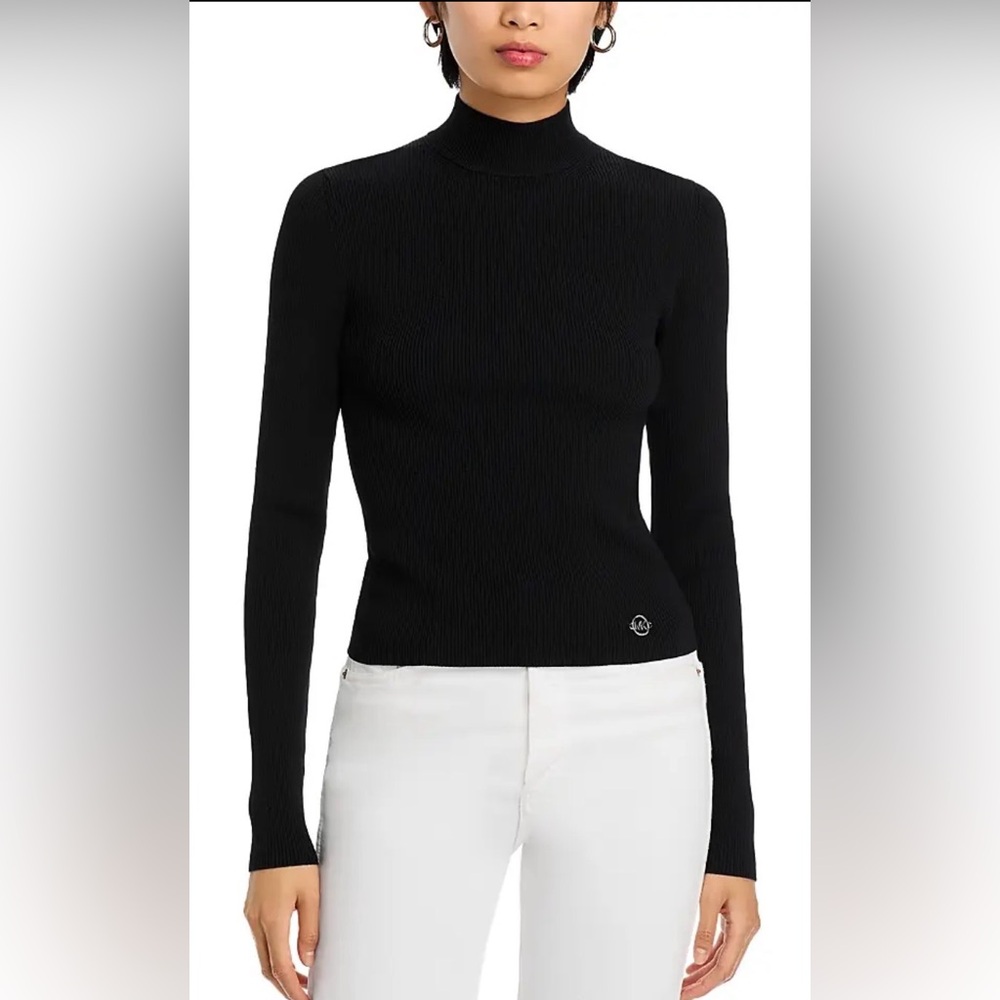 Michael Kors Black Mockneck Top with Silver Logo
